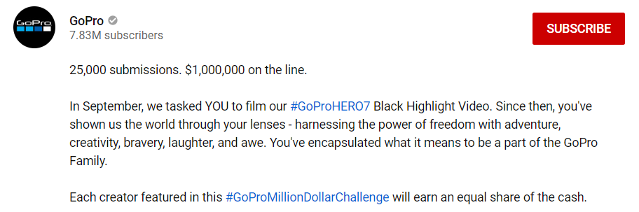GoPro Million Dollar Challenge példa