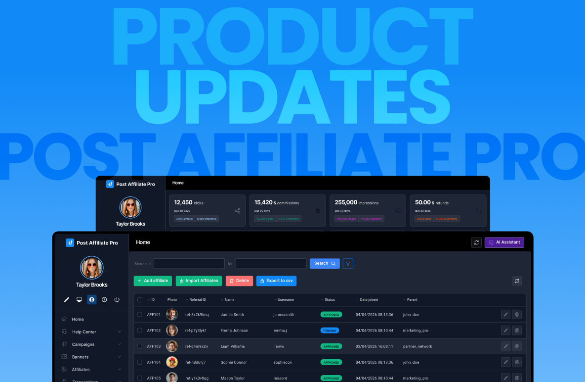 Post Affiliate Pro termékfrissítések: Q1 2026