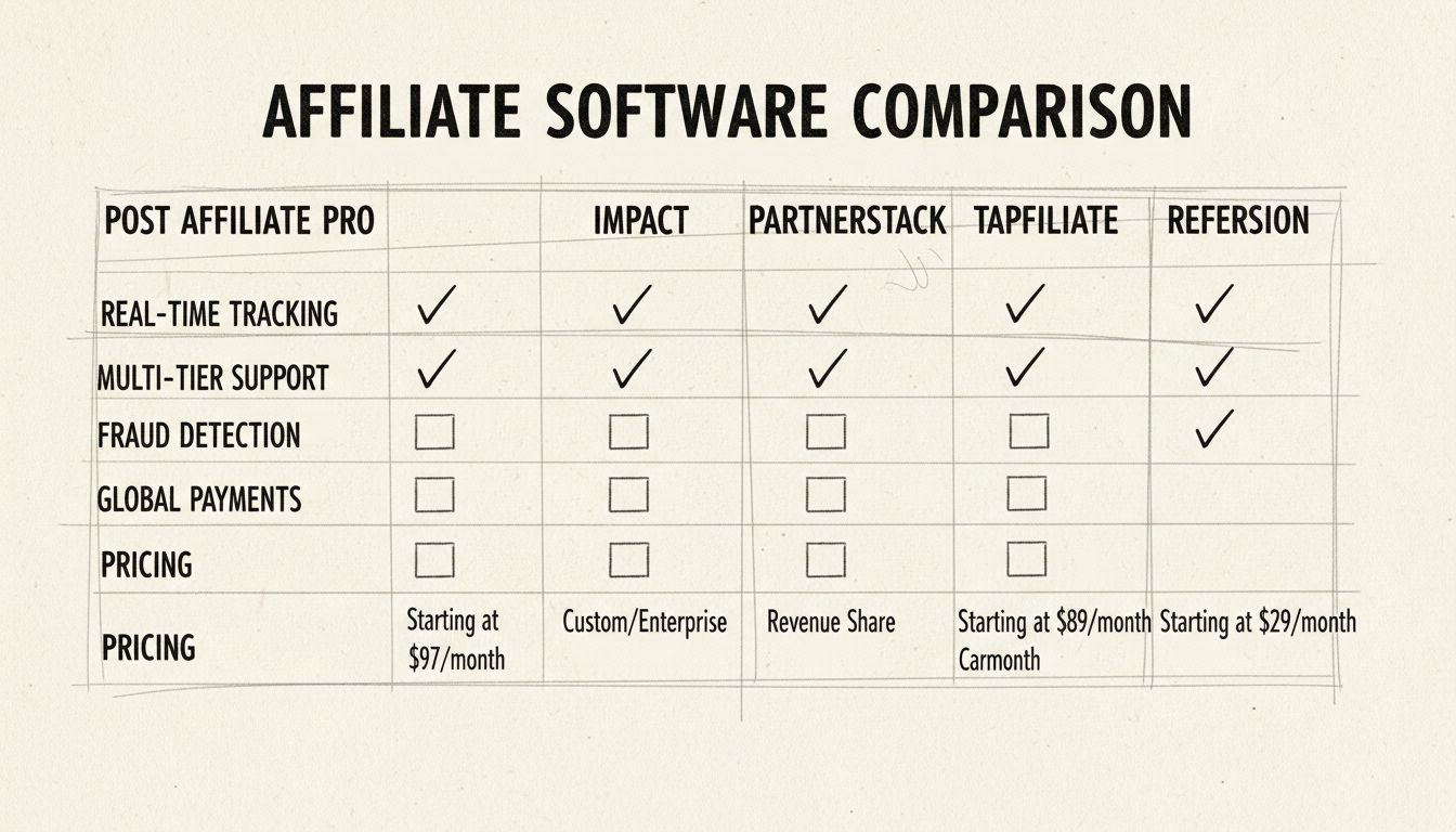Top Partnerprogram Szoftver Összehasonlítás 2025 IV. negyedév: Post Affiliate Pro vs Impact vs PartnerStack