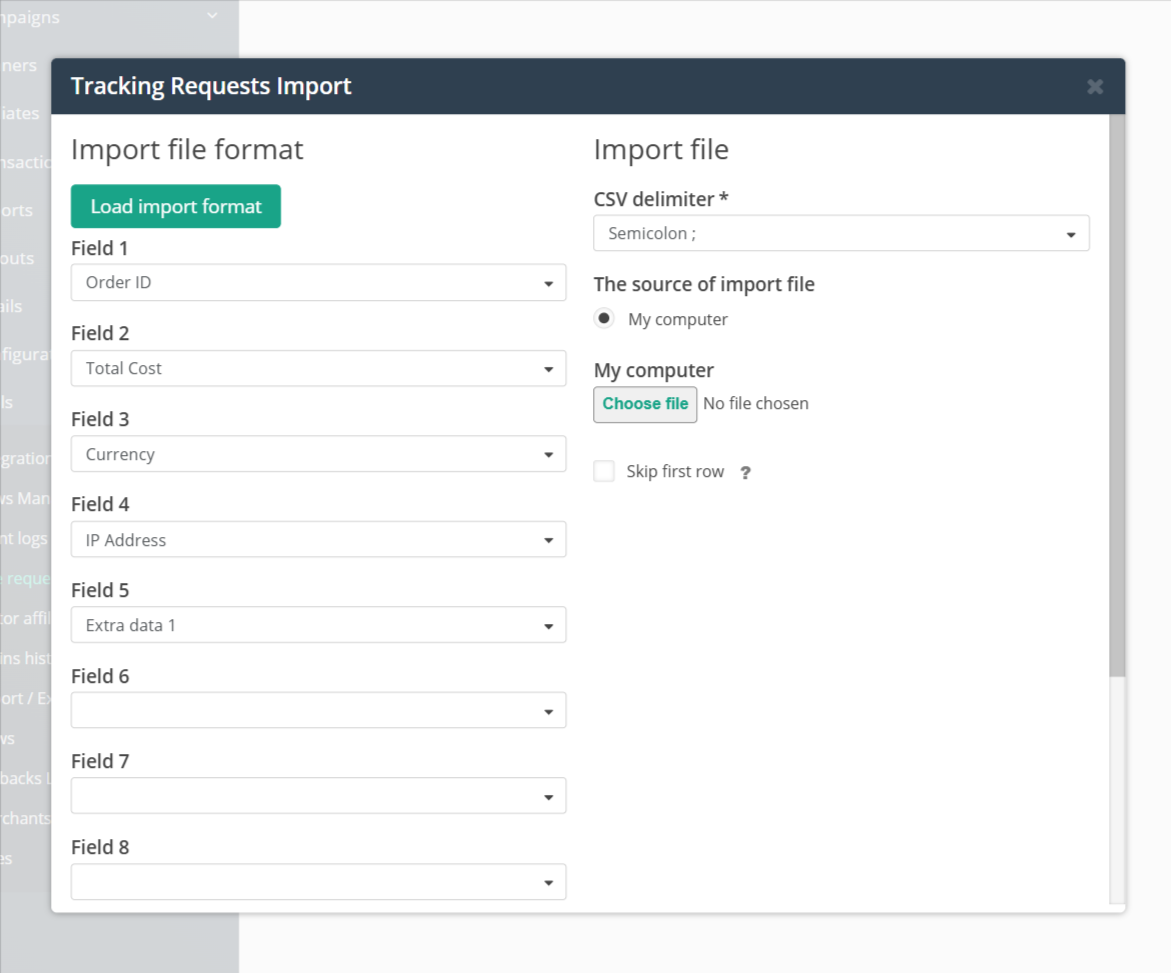 Követési kérelmek importja, ahol lehetséges a fájlok reformálása a feltöltés előtt.