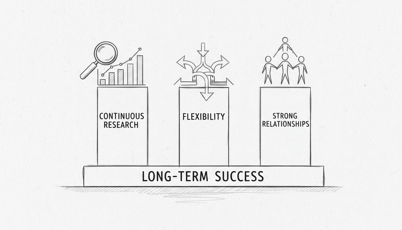 Az affiliate marketing sikerének három pillére: Folyamatos kutatás, rugalmasság és erős kapcsolatok támogatják a hosszú távú sikert