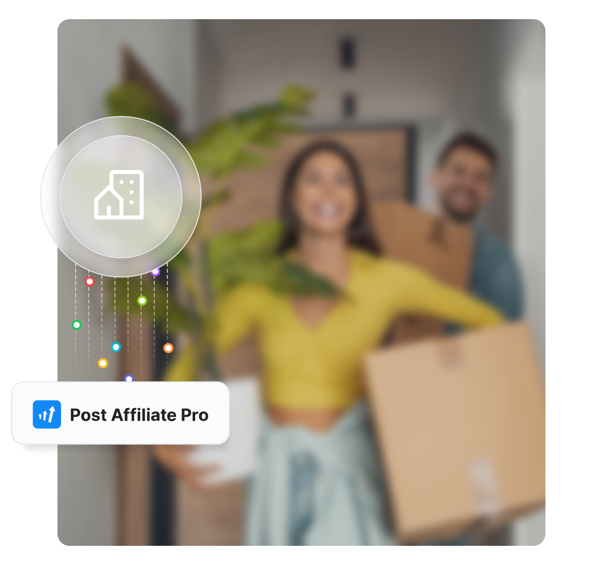 Mosolygó nő affiliate marketing diagrammal mellette