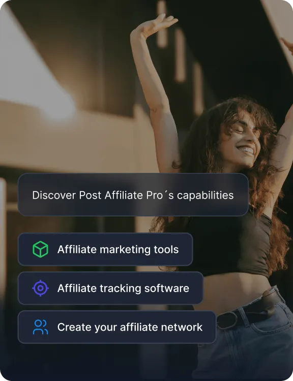 A Post Affiliate Pro képességeinek listája, beleértve az affiliate marketing eszközöket, a követő szoftvert és a hálózatépítést.