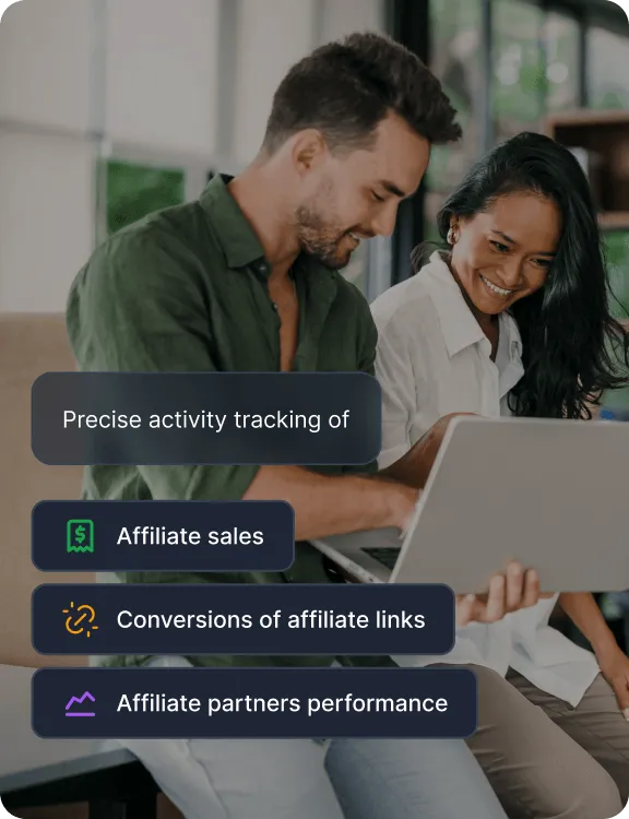 Egy irányítópult, amely nyomon követi a partnerértékesítéseket, a partnerlinkek konverzióit és a partnerek teljesítményét.