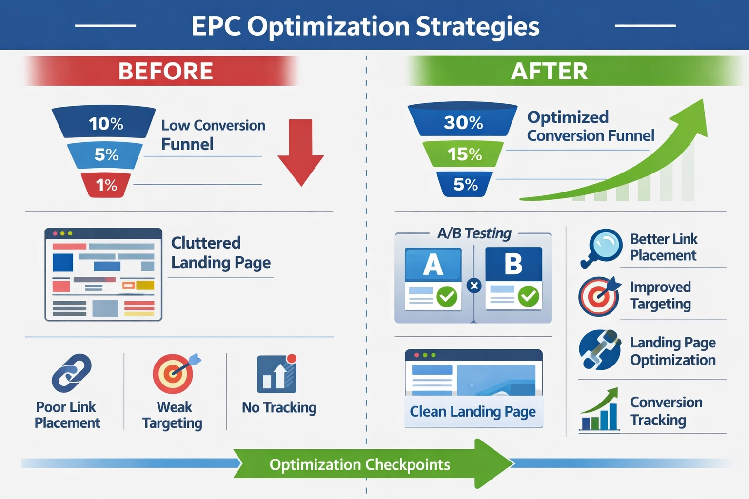EPC optimalizációs stratégiák, előtte-utána összehasonlítás