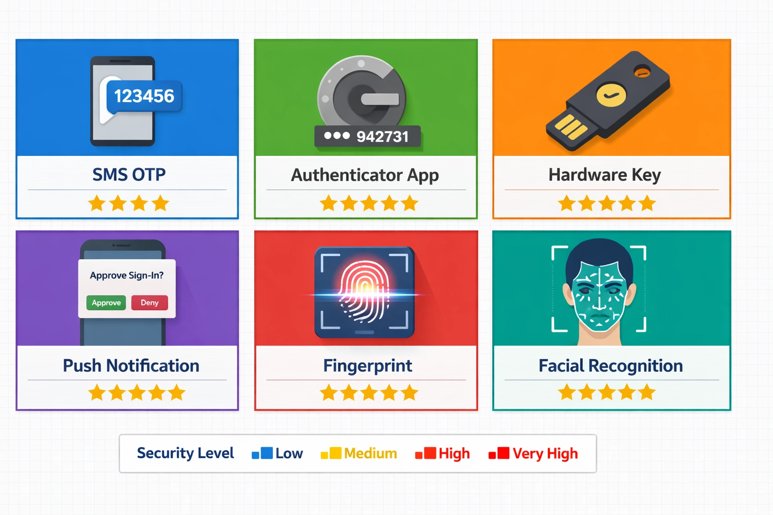 Különböző MFA hitelesítési módszerek összehasonlítása