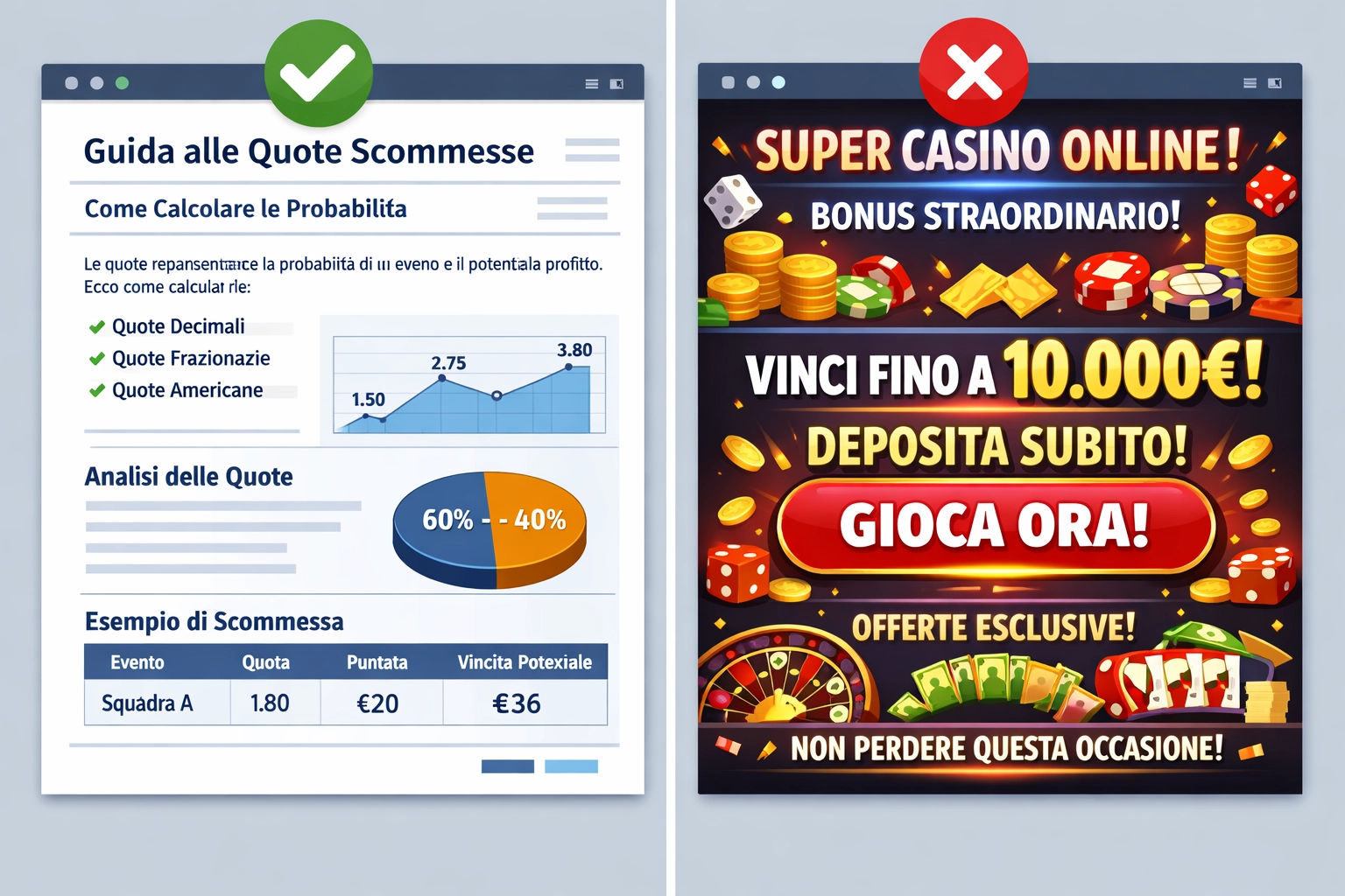 Megfelelő vs nem megfelelő affiliate tartalom példák