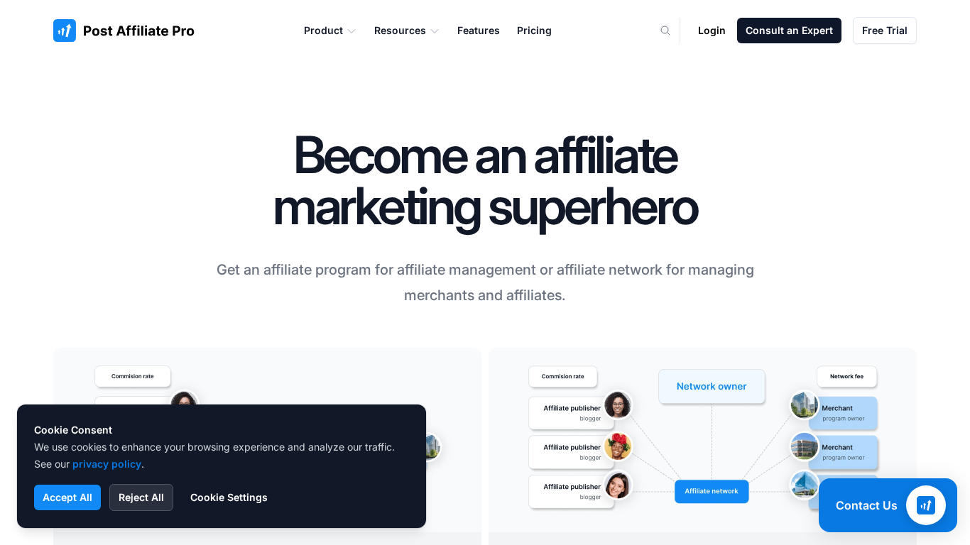 PostAffiliatePro vezérlőpult oldalon belüli konfigurációs felülettel