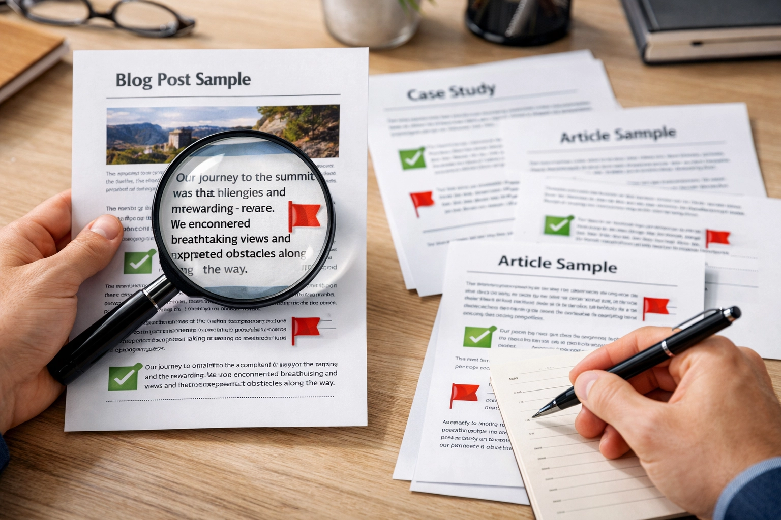 Portfólió értékelése nagyítóval és minőségi indikátorokkal