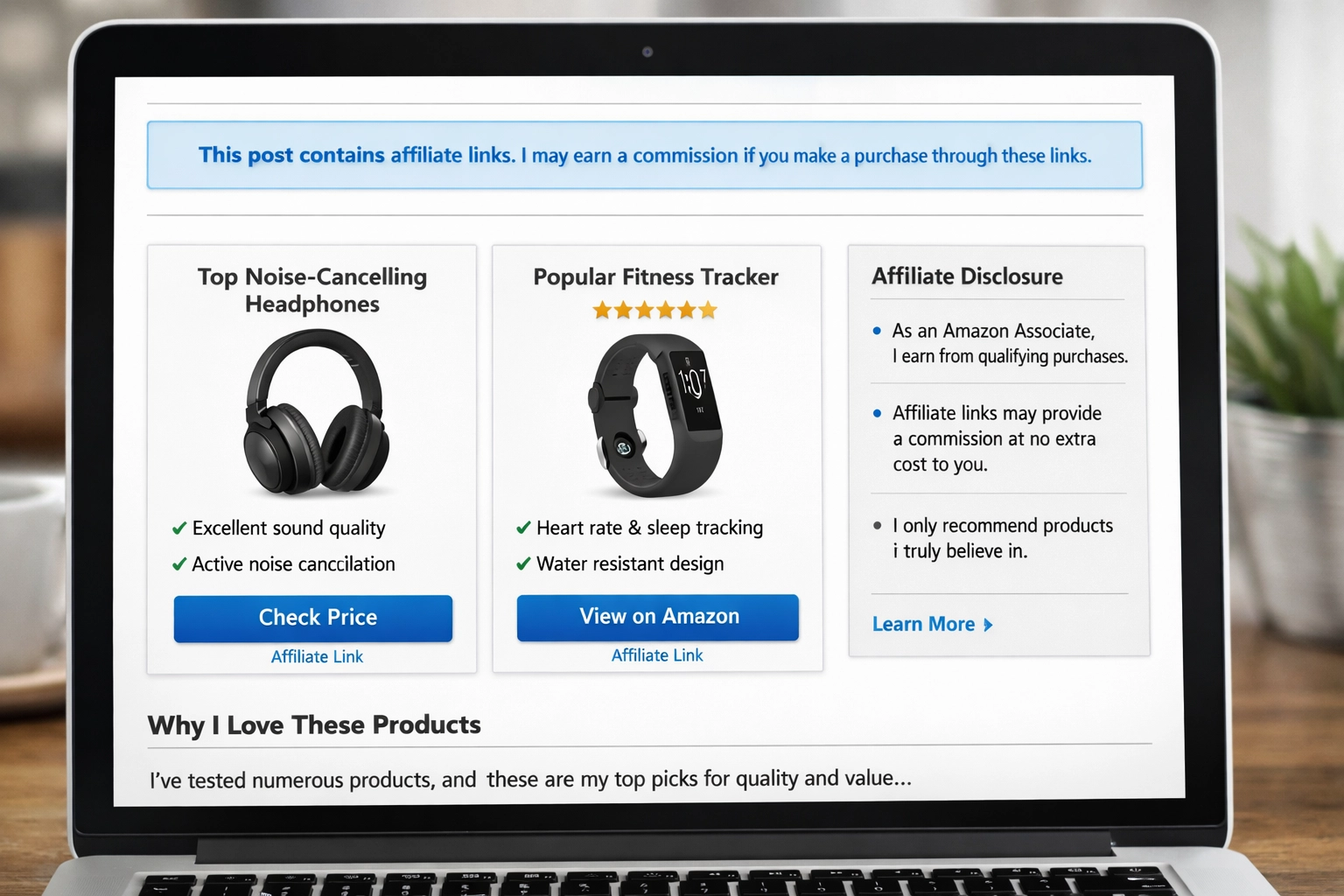 Blogbejegyzés affiliate nyilatkozat példával