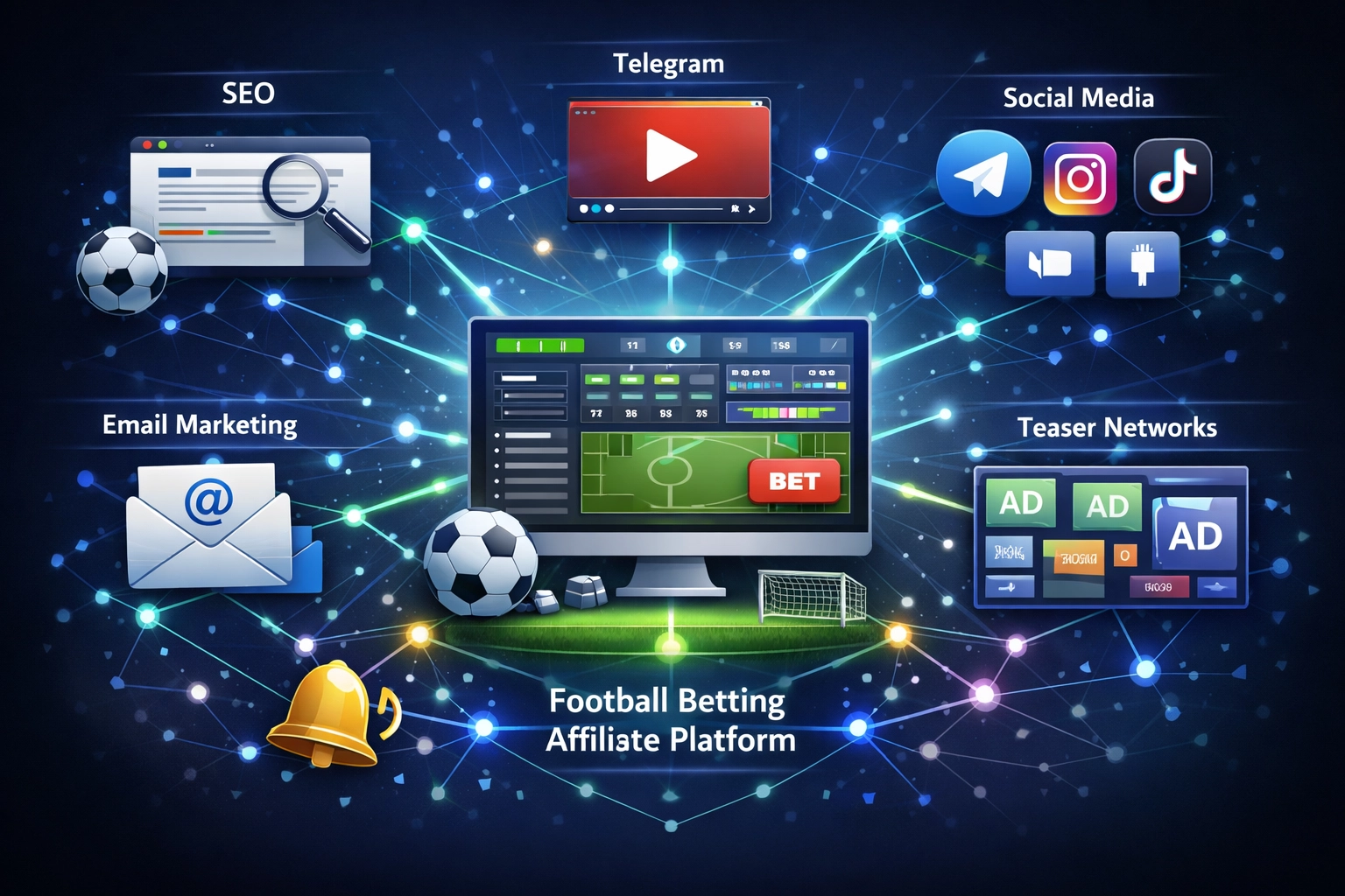 Digitális marketing csatornák ökoszisztémája a futball fogadási affiliate marketingben