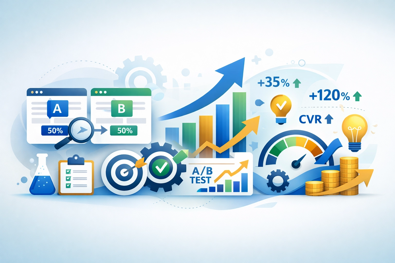 Növekedés és optimalizáció vizualizációja A/B teszteléssel és folyamatos fejlesztéssel