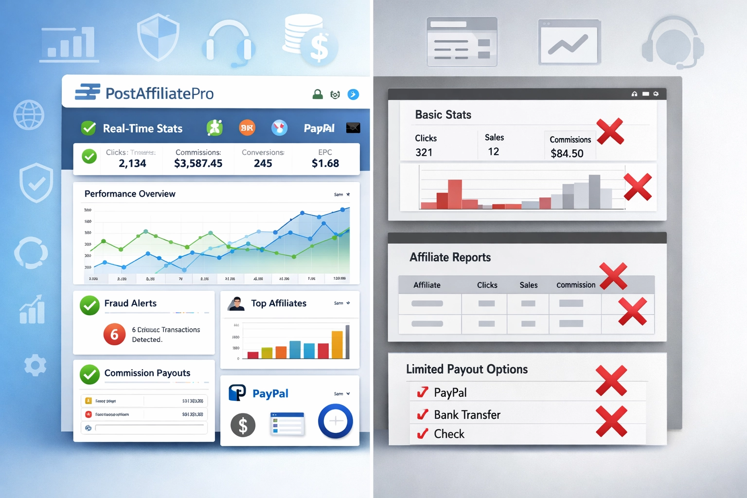 A PostAffiliatePro összehasonlítása versenytárs affiliate marketing szoftverekkel