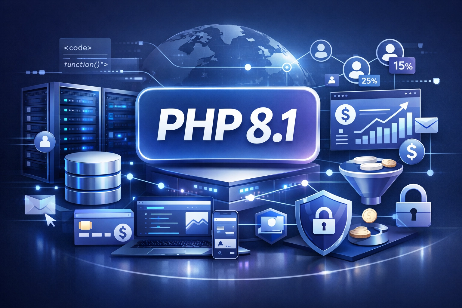 PHP 8.1 technológiai stack vizualizáció partner szoftver koncepcióval