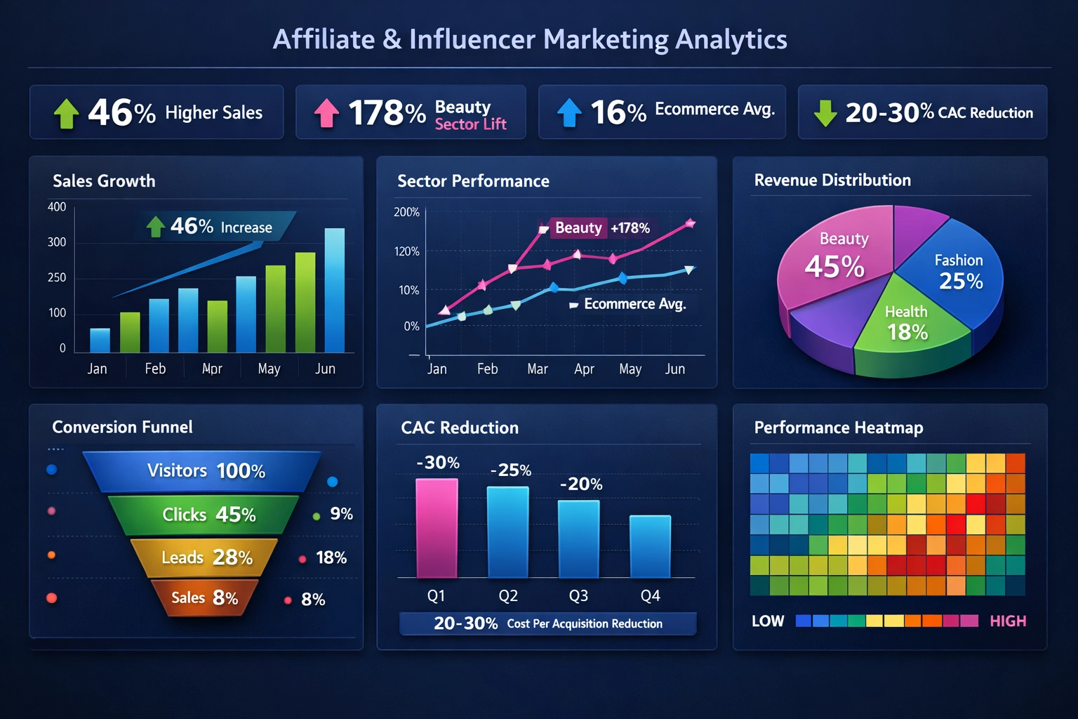 Teljesítménymérő irányítópult, amely 46%-kal magasabb eladást és ROI-analitikát mutat