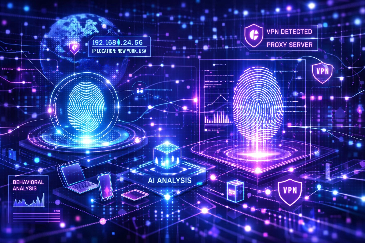 Fejlett eszköz-ujjlenyomat és mesterséges intelligencia alapú csalásfelderítés vizualizációja