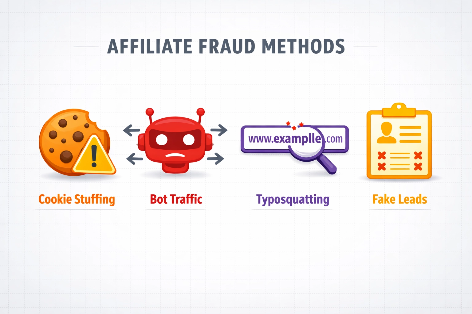 Infographic showing different types of affiliate fraud methods