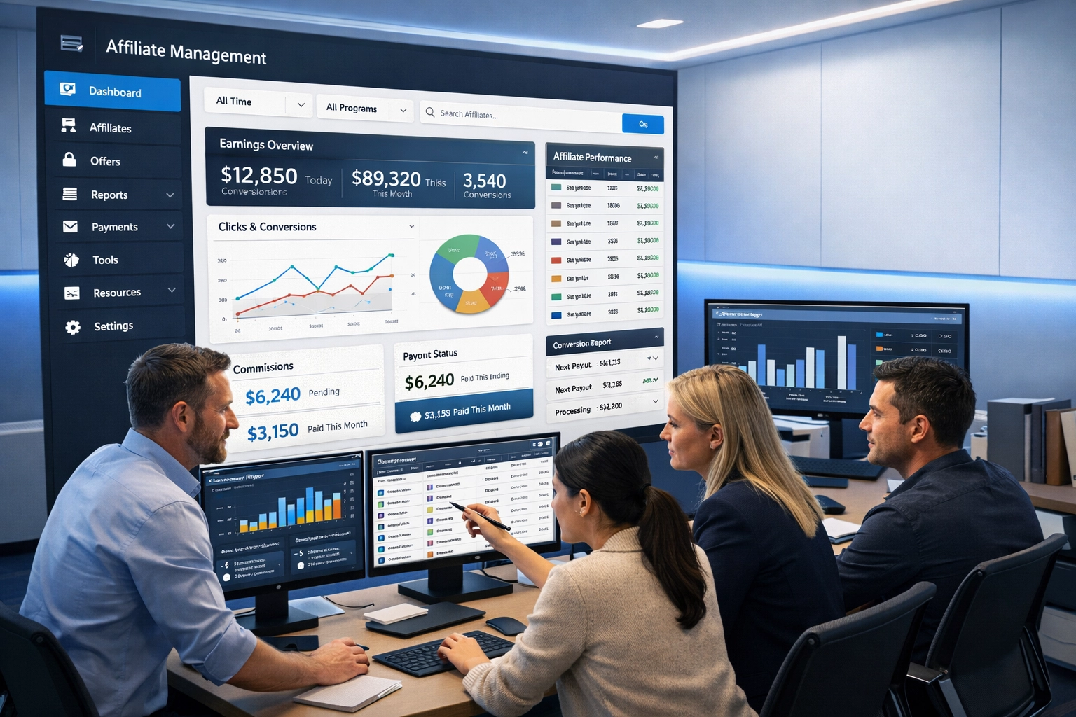 Modern partnerprogram-kezelő irányítópult áramvonalasított navigációval és valós idejű elemzéssel