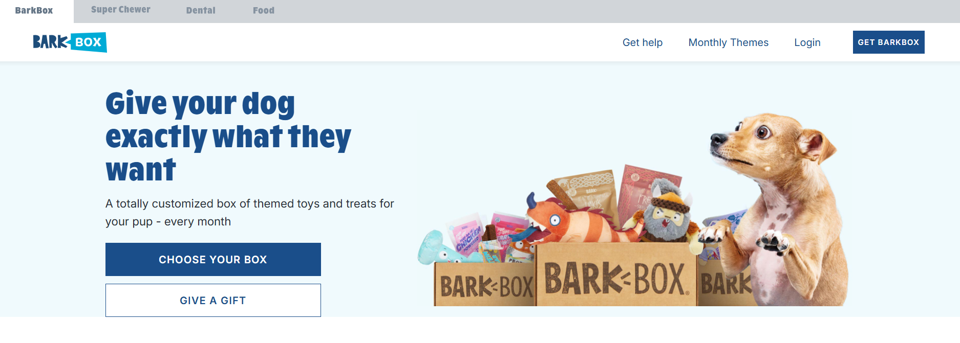 BarkBox weboldal képernyőkép