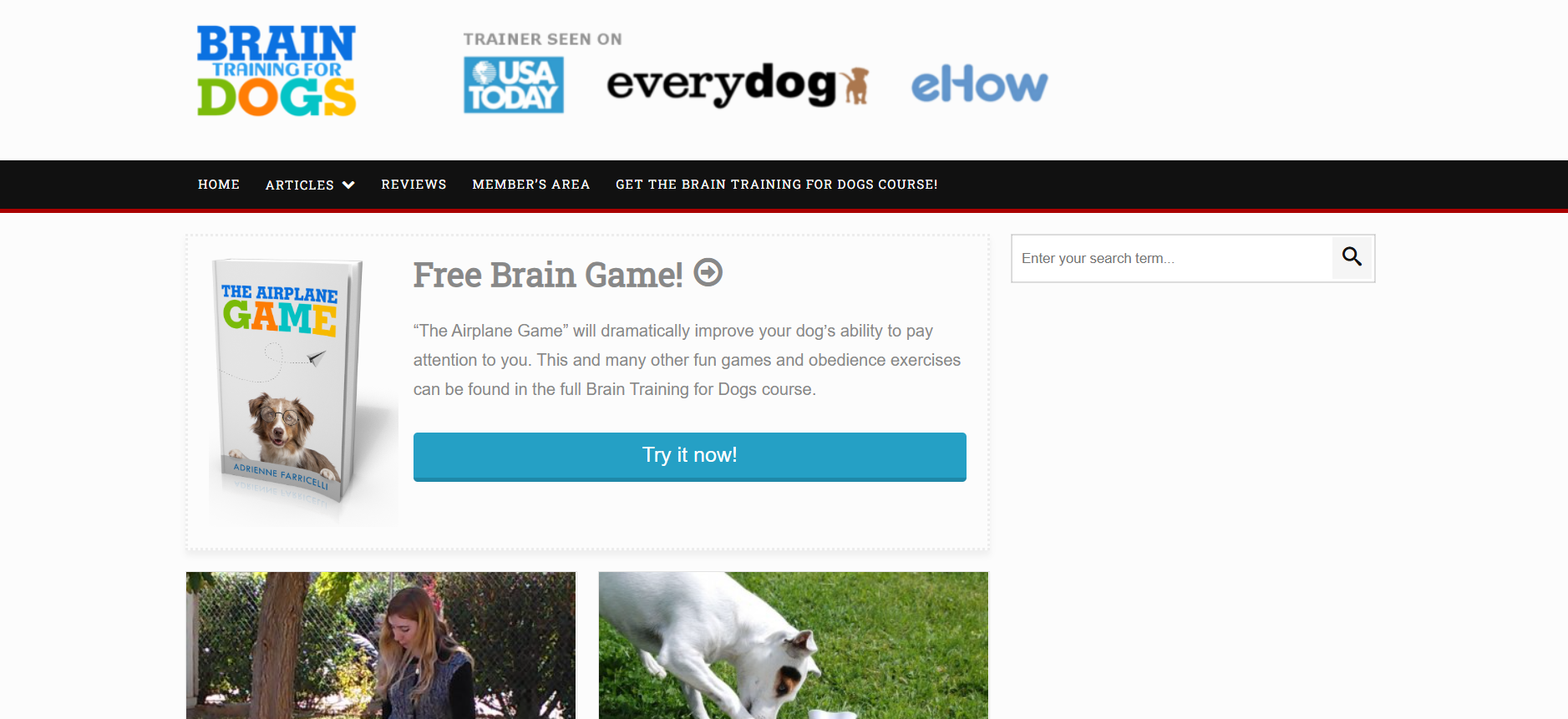Brain Training for Dogs weboldal képernyőkép