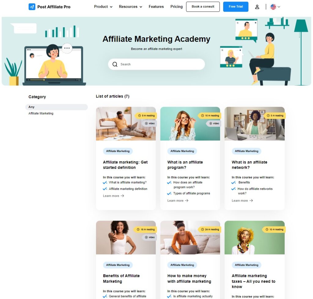 Affiliate marketing akadémia a Post Affiliate Pro-tól