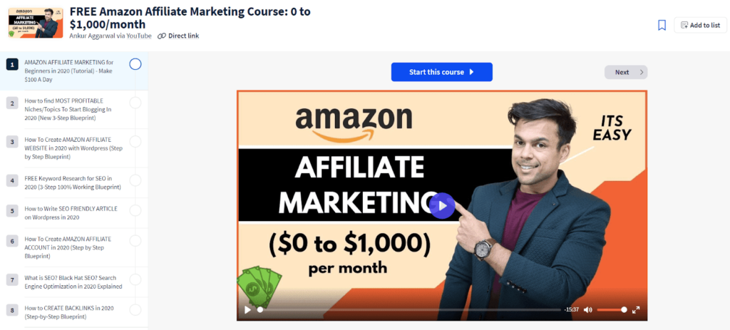 Amazon affiliate marketing tanfolyam