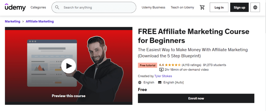 Udemy ingyenes affiliate marketing tanfolyam