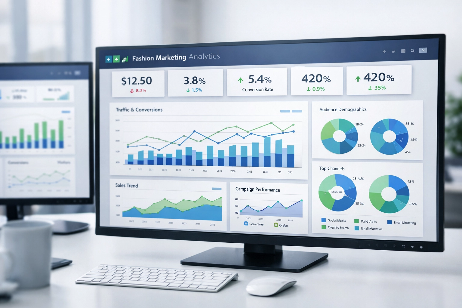 Divatmarketing analitikai dashboard KPI mutatókkal