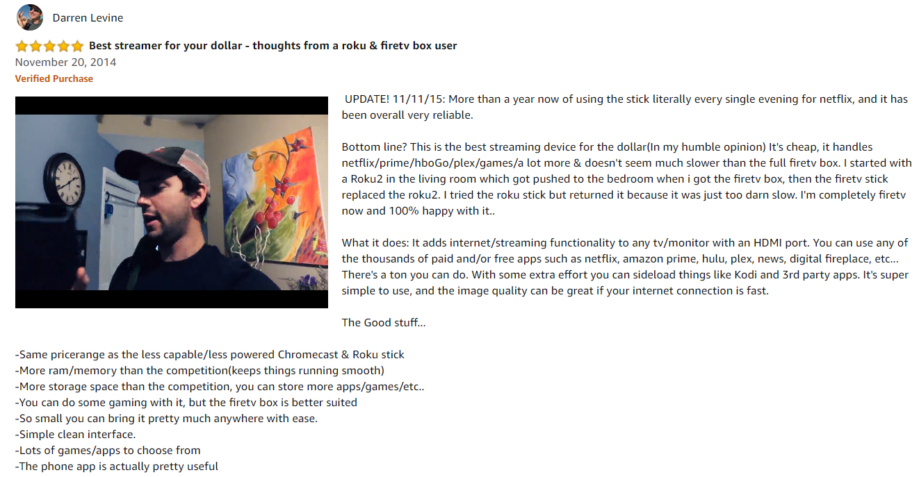 Amazon videós értékelés példa