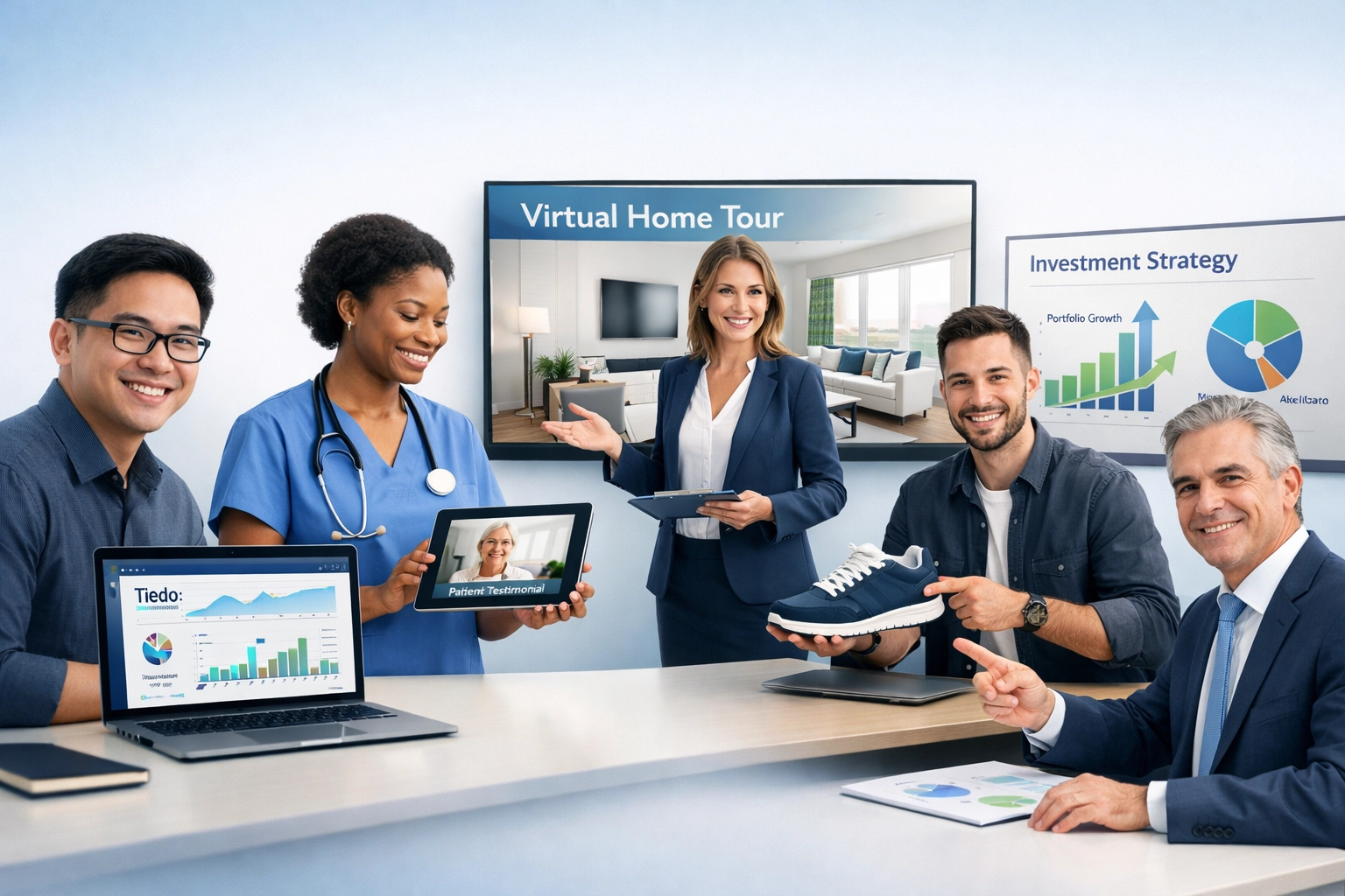 Videós tartalommarketing különböző iparágakban: technológia, egészségügy, ingatlan, e-kereskedelem és pénzügy