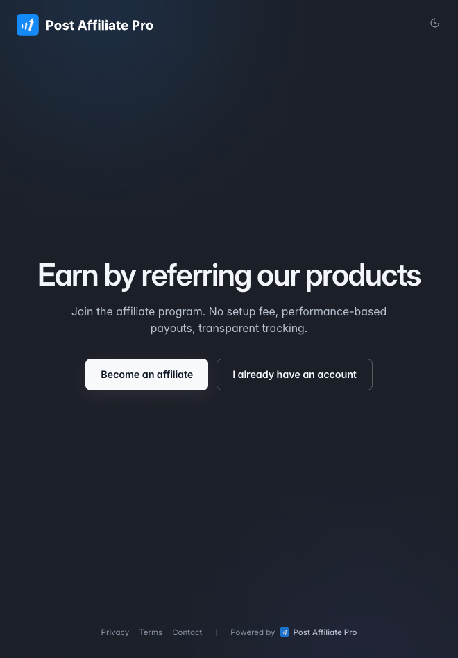 Post Affiliate Pro Trace regisztrációs téma