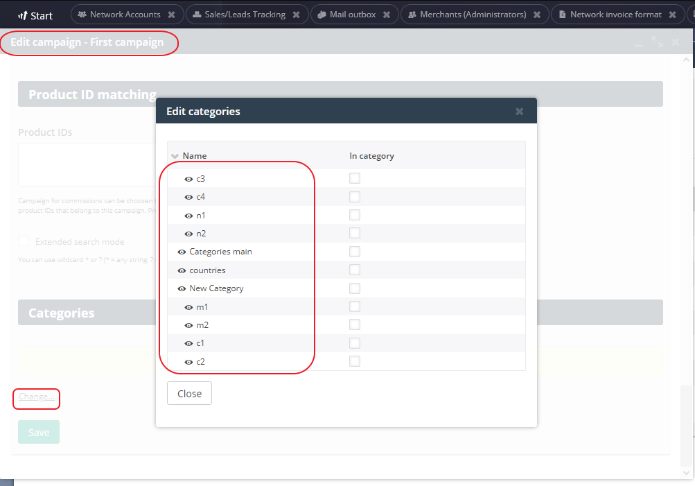 Campaign category edit showing wrong order