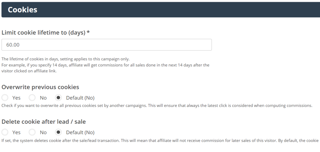 Cookie Lifetime setting in Post Affiliate Pro