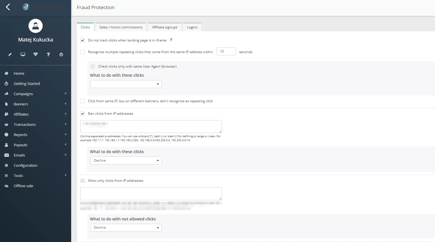 Post Affiliate Pro csalásvédelem beállítása