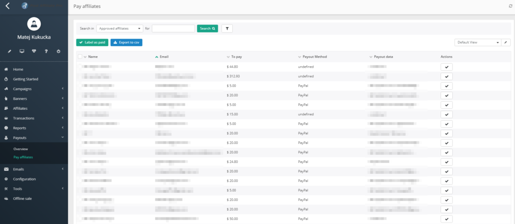 Post Affiliate Pro - kifizetések partnereknek