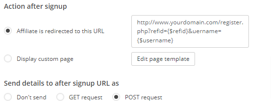 Beállítások regisztráció utáni művelethez
