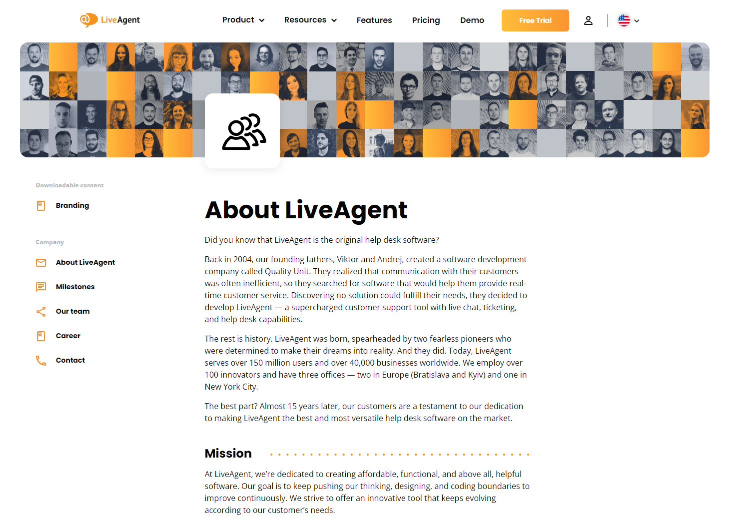 LiveAgent's About us page