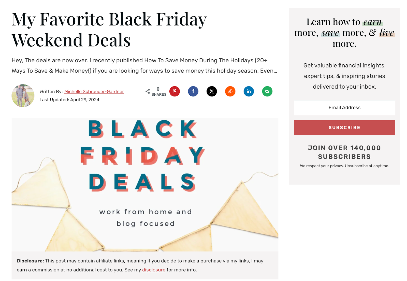 Képernyőkép egy Black Friday ajánlatokról szóló blogról.