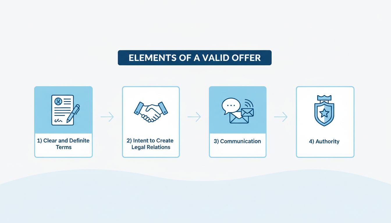 Az érvényes ajánlat elemei a szerződési jogban: világos feltételek, szándék, kommunikáció és jogkör