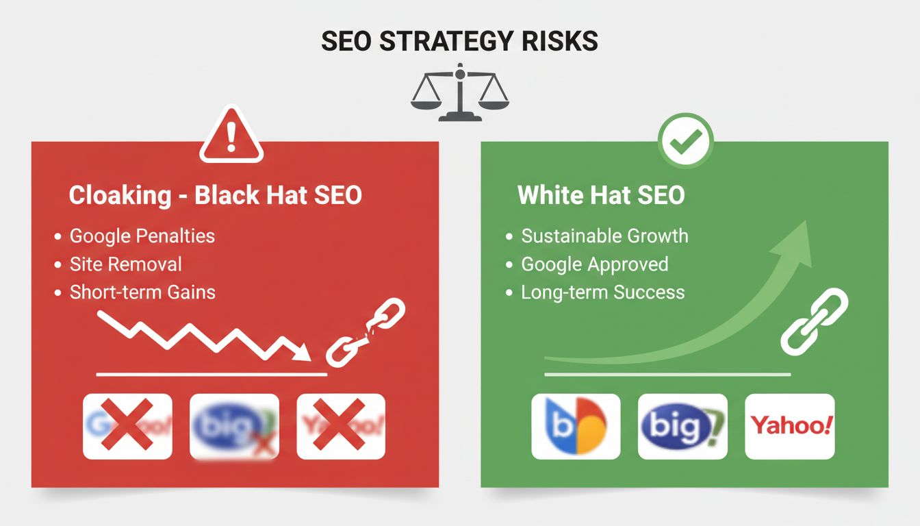 A Black Hat SEO Cloaking és a White Hat SEO összehasonlítása – Kockázatok és előnyök