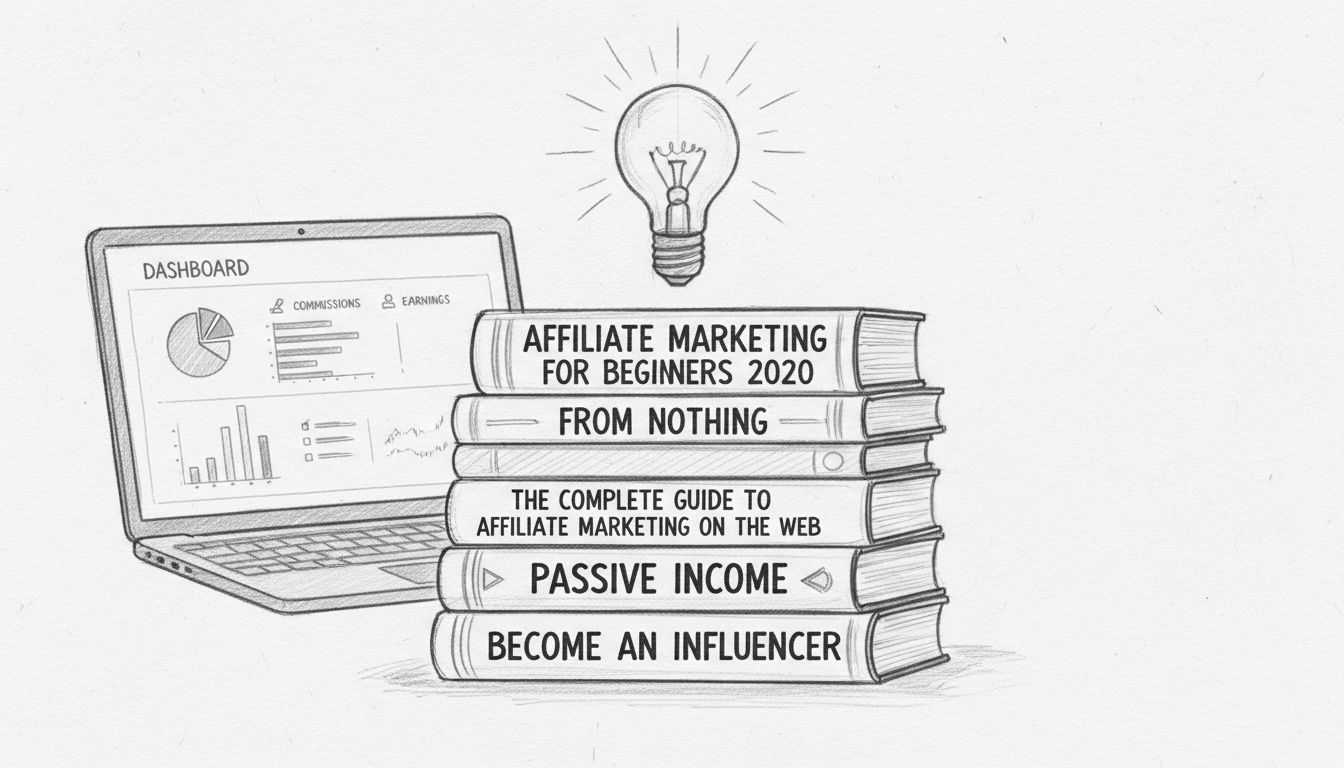 Affiliate marketing könyvek halma, villanykörtével a tanulás és tudás szimbólumaként