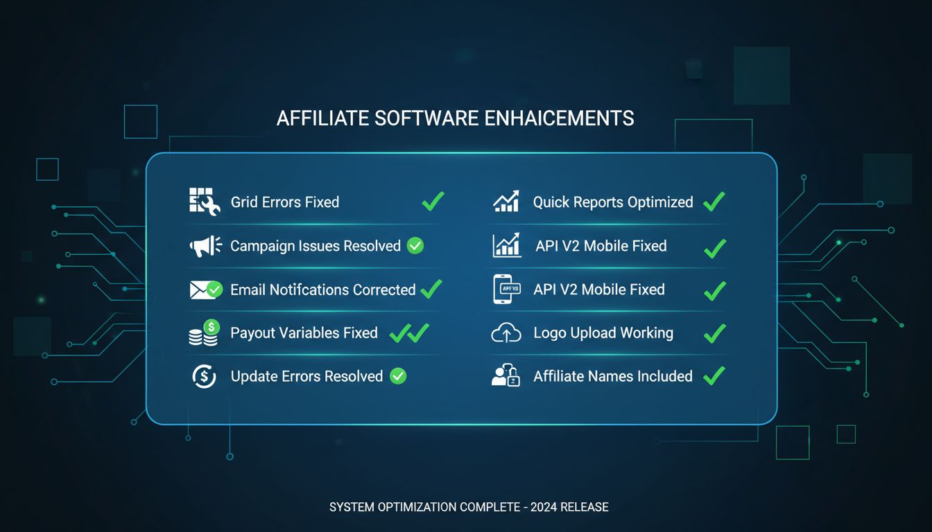 Hibajavítások és rendszerfejlesztések ellenőrzőlistája a PostAffiliatePro-hoz