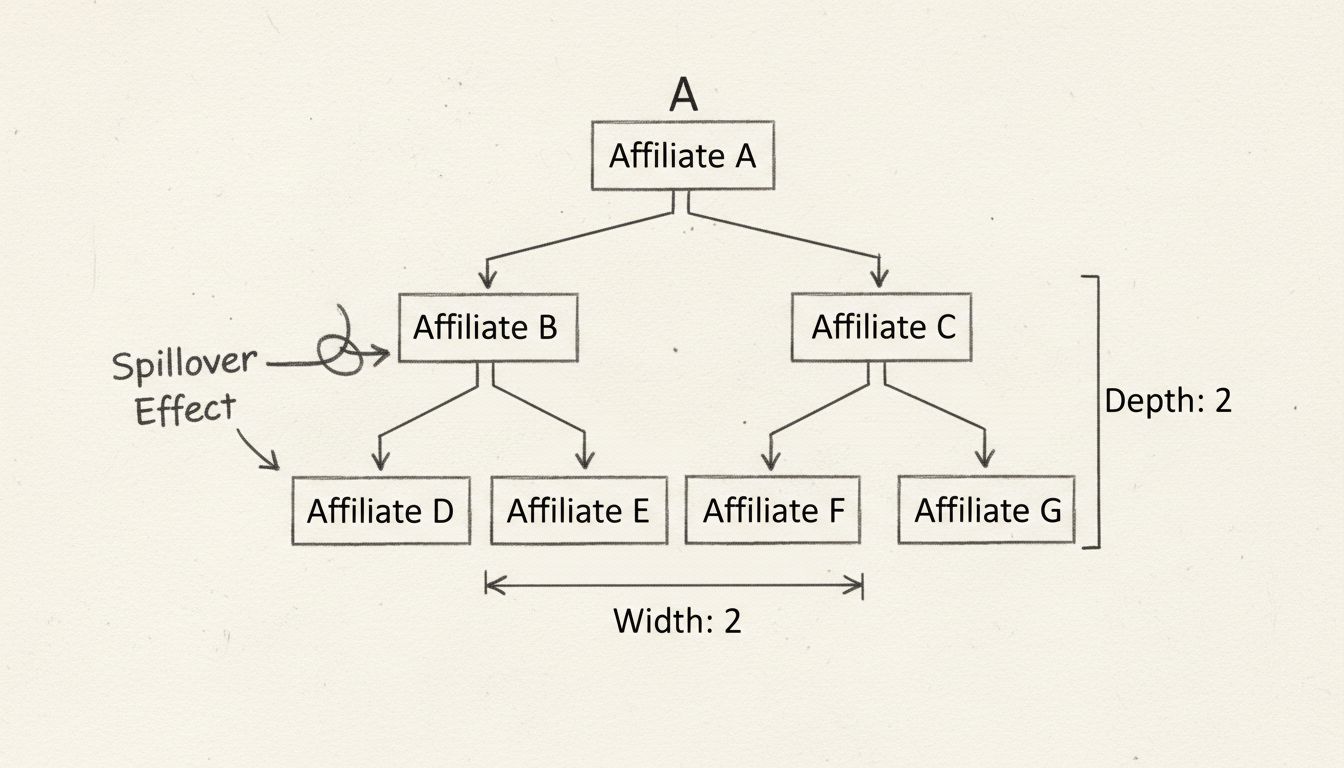 Kézzel rajzolt diagram a kényszerített mátrix partnerstruktúráról, amely bemutatja a spillover hatást a szélesség és mélység paraméterekkel