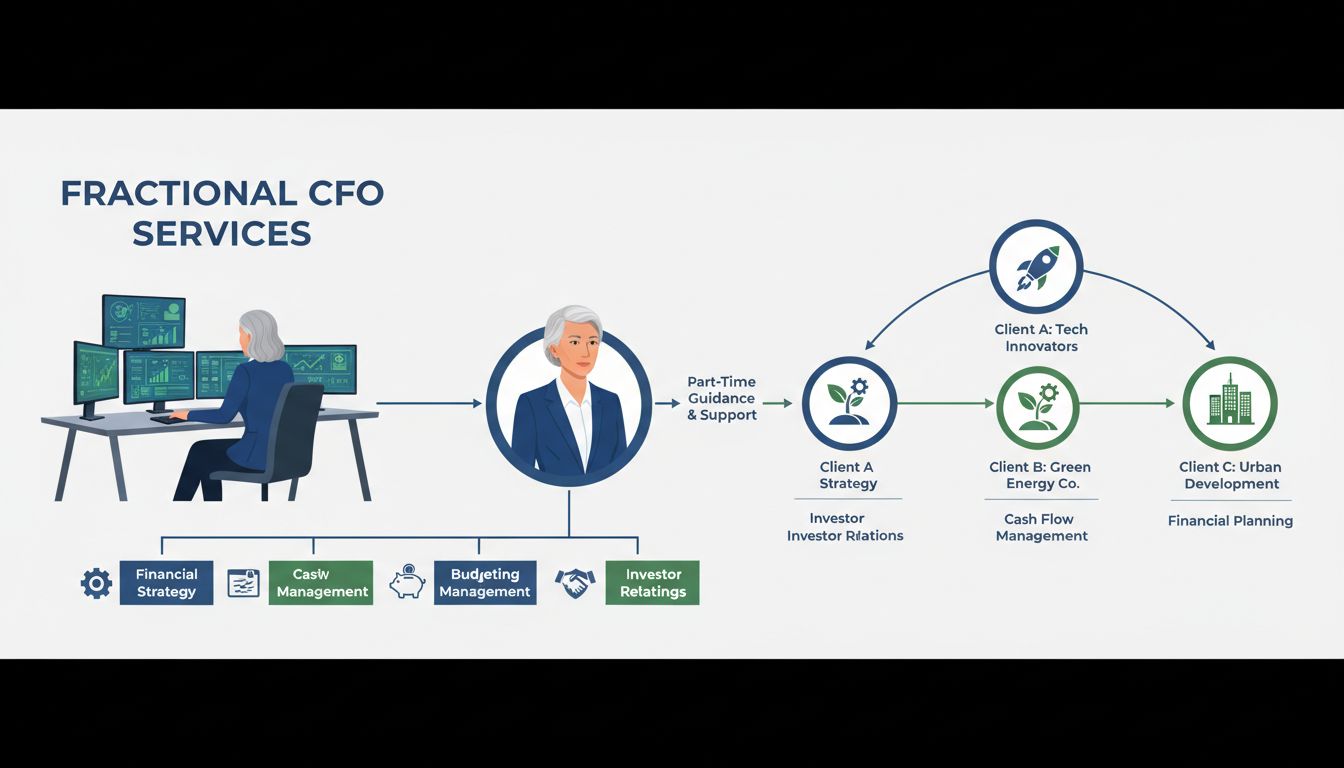 Részmunkaidős CFO pénzügyi szolgáltatásokat nyújt, beleértve a cash flow menedzsmentet, költségvetést, pénzügyi stratégiát, kockázatkezelést és befektetői kapcsolattartást