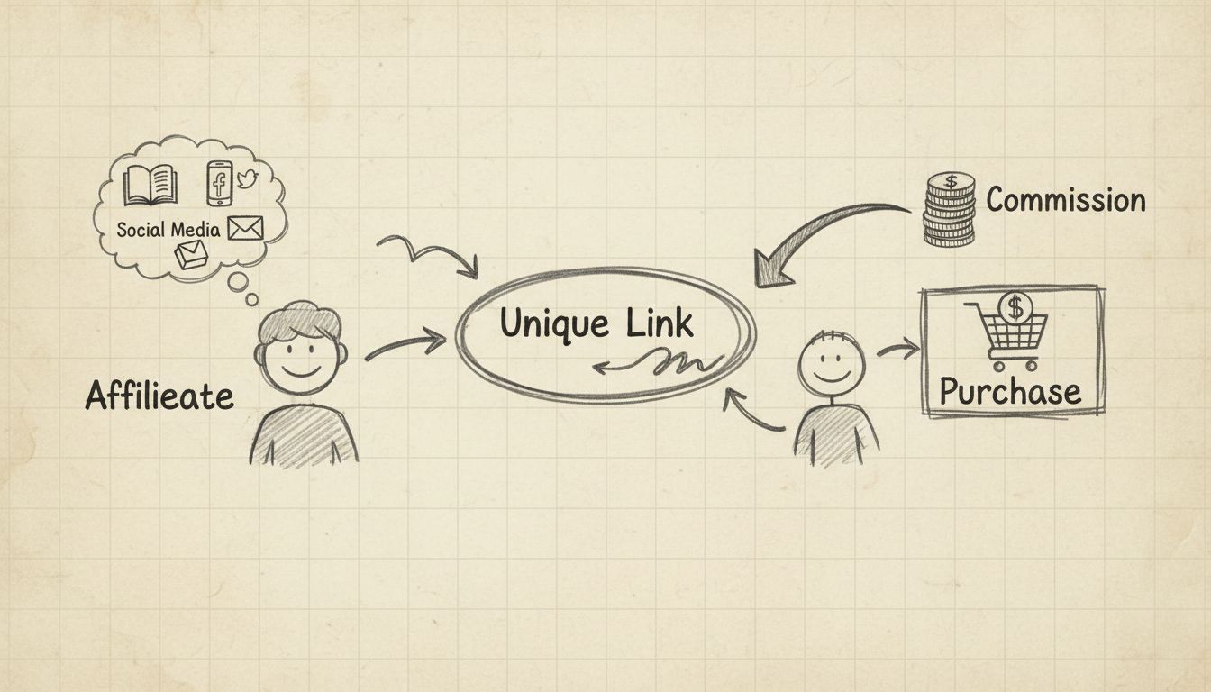 Partner marketing kampány folyamata: affiliáltak több csatornán népszerűsítenek, egyedi nyomkövető linkek, vásárló konvertálása, jutalék szerzése