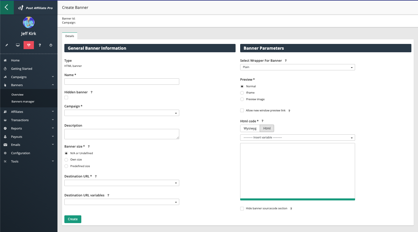 Post Affiliate Pro - Banner készítő oldal