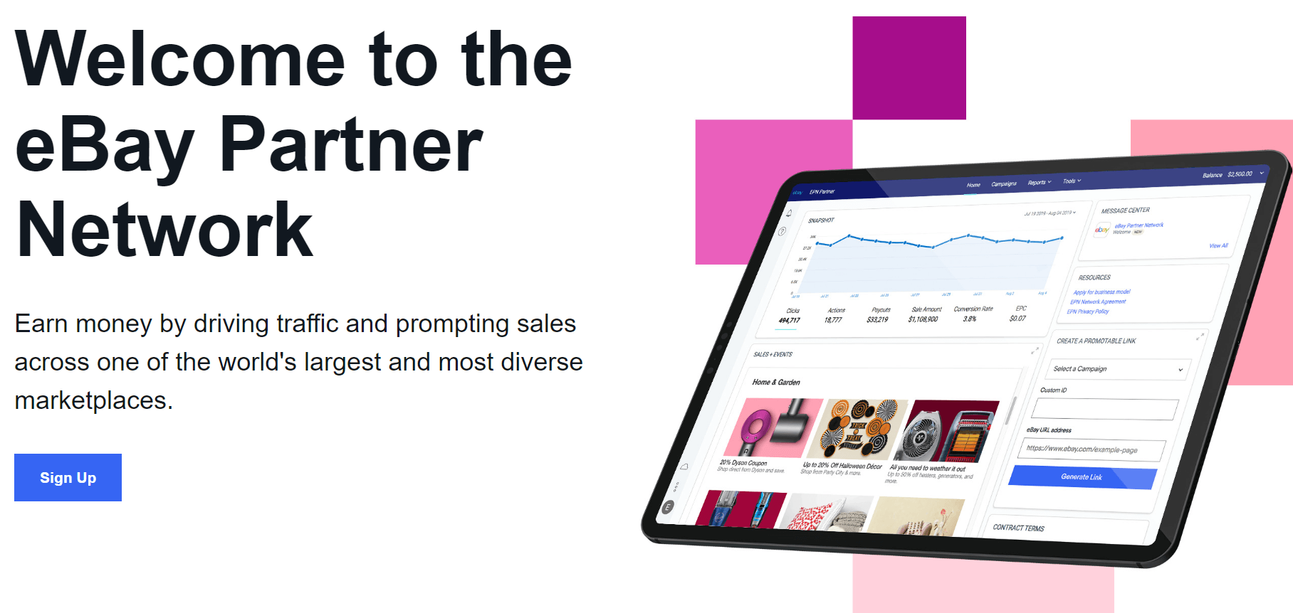 eBay affiliate program képernyőkép