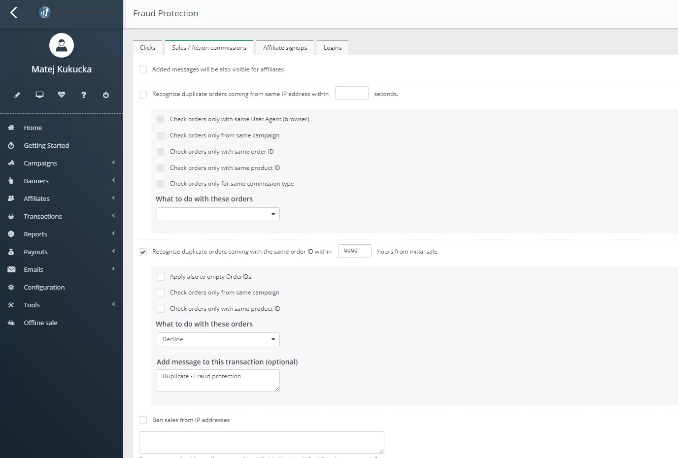 Eladási csalásvédelem beállítása és konfigurálása a Post Affiliate Pro-ban