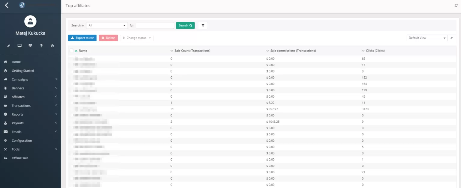 post affiliate pro reports top affiliates