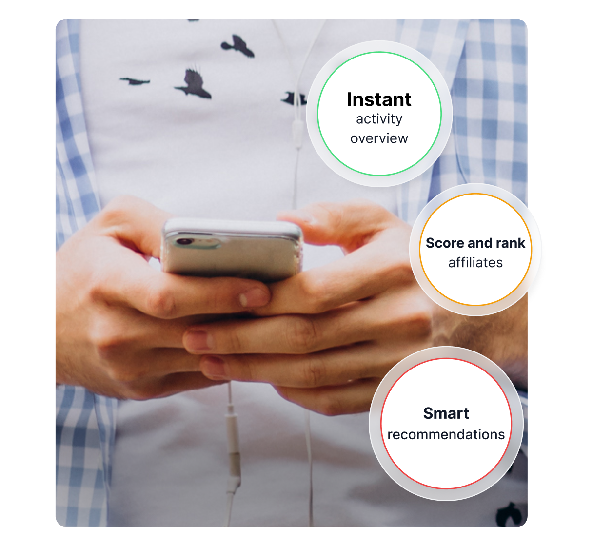 Okostelefon irányítópult MI-alapú partnerértékeléssel.